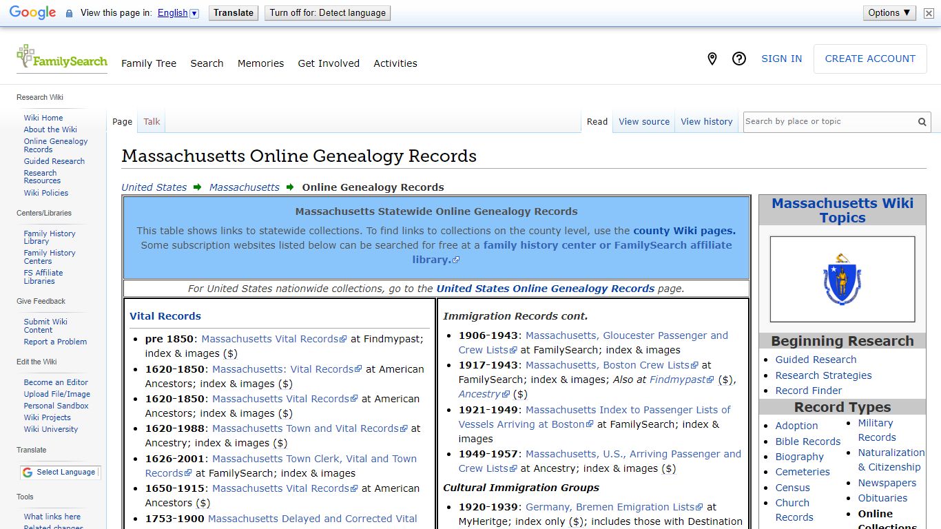 Massachusetts Online Genealogy Records • FamilySearch