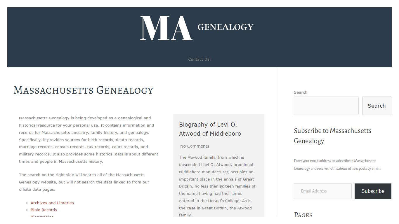 Massachusetts Genealogy – Massachusetts Genealogy